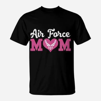 Womens Us Air Force Mom Heart Proud Air Force Family Womens T-Shirt | Crazezy UK