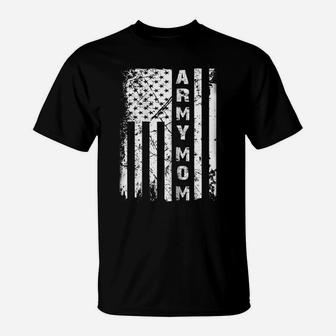 Womens Vintage Army Mom American Flag Tshirt Mothers Day Gift Shirt T-Shirt | Crazezy