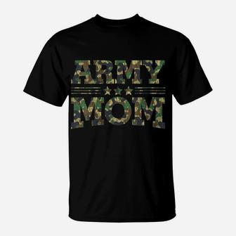 Womens Vintage Camouflage Military Mother Hero Proud Army Mom Woman T-Shirt | Crazezy