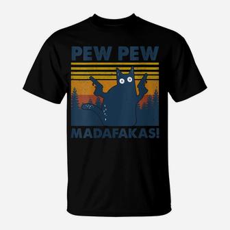 Womens Vintage Cats Pew Pew Madafakas Funny Crazy Cat Lovers Gifts T-Shirt | Crazezy
