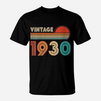 Womens Vintage Made In 1930 Retro 92 Years Old 92Nd Birthday Gift T-Shirt | Crazezy DE