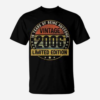 Womens Vintage Made In 2006 16 Year Old Gifts Retro 16Th Birthday T-Shirt | Crazezy