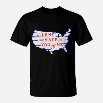 Womens Vintage This Land Was Made For You And Me Usa Flag 4Th July T-Shirt | Crazezy