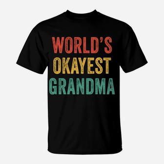 World's Okayest Grandma Mother's Day Mom Momy Vintage Retro T-Shirt | Crazezy AU
