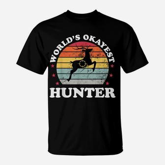 Worlds Okayest Hunter Deer Bow Hunting Funny Dad Mens Gift T-Shirt | Crazezy AU