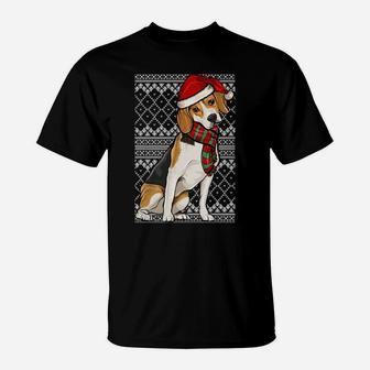 Xmas Beagle Santa Claus Hat Ugly Christmas Sweatshirt T-Shirt | Crazezy UK