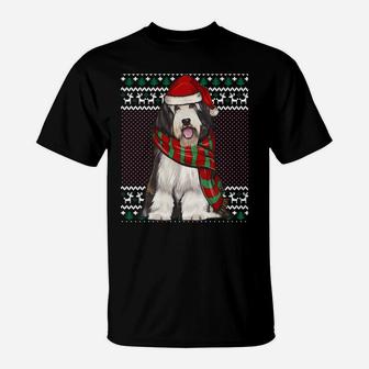 Xmas Bearded Collie Dog Santa Hat Ugly Christmas Sweatshirt T-Shirt | Crazezy UK