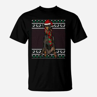 Xmas Manchester Terrier Dog Santa Hat Ugly Christmas T-Shirt | Crazezy