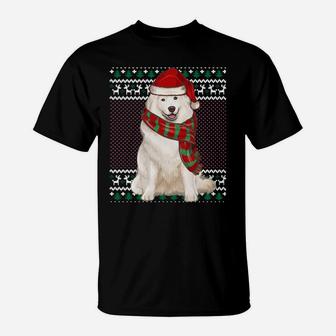 Xmas Samoyed Dog Santa Hat Ugly Christmas Sweatshirt T-Shirt | Crazezy UK