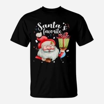 Xmas Santa Gifts Santa's Favorite Teacher Assistant Christma Sweatshirt T-Shirt | Crazezy