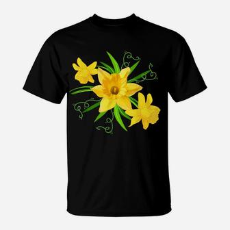 Yellow Daffodils Floral Spring Easter Flowers T-Shirt | Crazezy