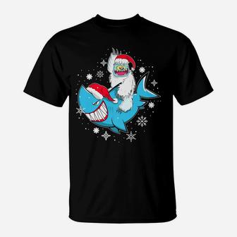 Yeti To Party Shark Santa Hat Christmas Pajama Xmas Gift T-Shirt | Crazezy AU