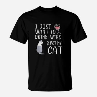 Yijiu Pajamas Sets Women Soft Lovely Wine Cat Print T-Shirt | Crazezy UK