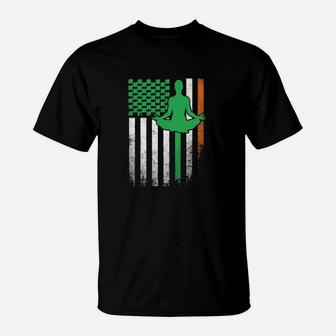 Yoga Irish American Flag St Patrick's Day Saint Paddy's T-Shirt - Monsterry DE