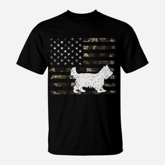 Yorkiepoo Dog Dad Mom Camouflage Usa Flag T-Shirt | Crazezy