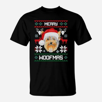 Yorkshire Terrier Merry Woofmas Gift For Christmas Xmas Sweatshirt T-Shirt | Crazezy