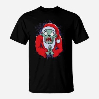 Zombie Santa Claus Seasons Eatings Santa Zombies T-Shirt - Monsterry