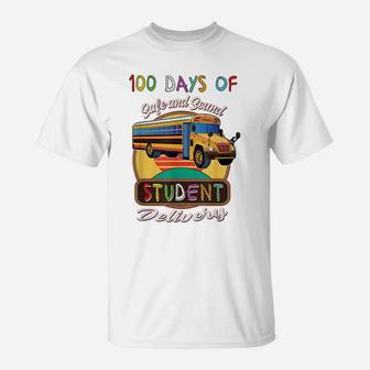 100 Days Of School Bus Driver Safe Student Delivery Gift T-Shirt | Crazezy