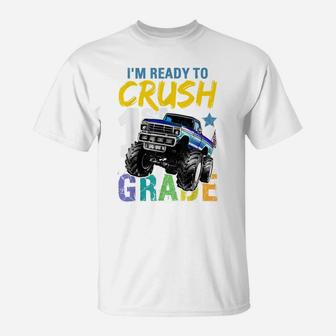 1St Grade Monster Truck Back To School Shirt Boys Gift T-Shirt | Crazezy