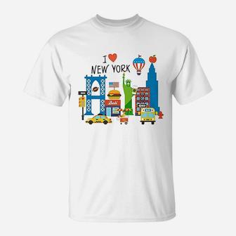 I Love New York City Ny Icons Souvenir Travel Gift T-Shirt