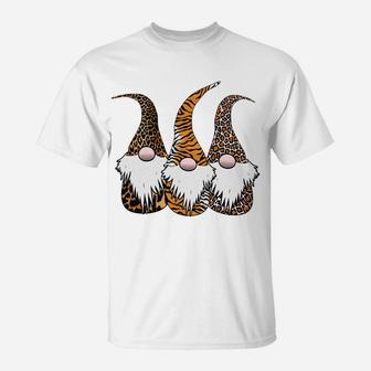 3 Nordic Gnomes Animal Print Leopard Cheetah Tiger Stripes T-Shirt | Crazezy