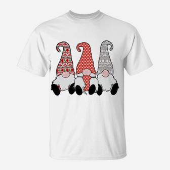 3 Nordic Gnomes Swedish Lady Tomte Nisse Gray Red T-Shirt | Crazezy