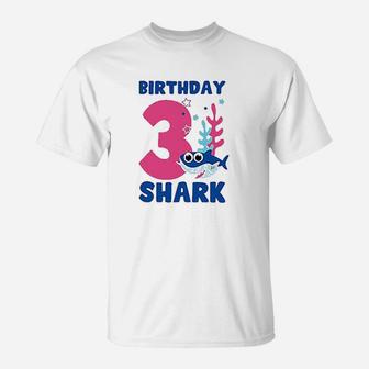 3Rd Birthday Shark Tutu Skirt Set Bday Girl Dress Ballet Outfit T-Shirt | Crazezy