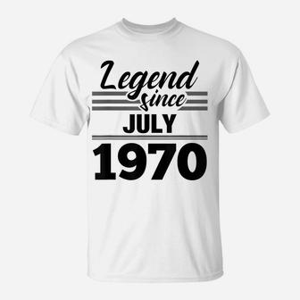 49Th Birthday Gift Legend Since July 1970 T-Shirt | Crazezy