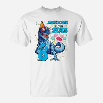8Th Birthday Dinosaur 8 Year Old Boy Kids Awesome Since 2013 T-Shirt | Crazezy