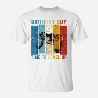 9 Year Old Birthday Boy 9 Time To Level Up 9Th Birthday Boy T-Shirt | Crazezy