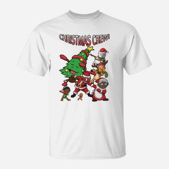 African American Santa Claus Black Christmas Crew Dabbing T-Shirt | Crazezy