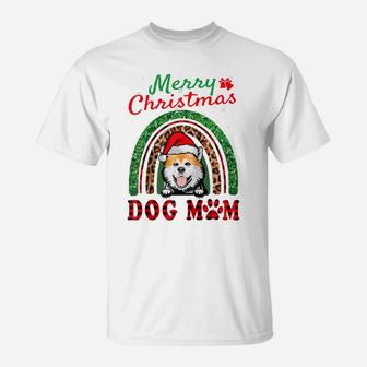 Akita Inu Santa Dog Mom Boho Rainbow Funny Christmas Raglan Baseball Tee T-Shirt | Crazezy DE