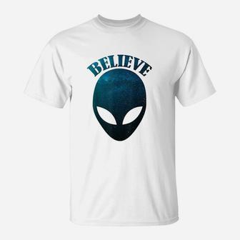 Alien Ufo Aliens Believe Galaxy T-Shirt | Crazezy