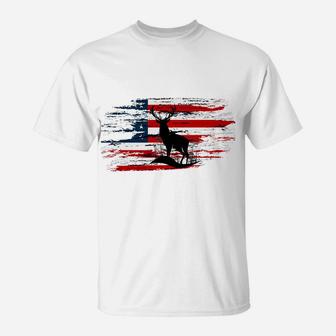 American Deer Hunter Patriotic Vintage Us Flag Hunting T-Shirt | Crazezy AU