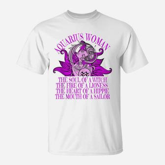 Aquarius Woman Zodiac January Februa Birthday Cute Gift T-Shirt | Crazezy CA
