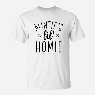 Aunties Lil Homie Funny Baby T-Shirt | Crazezy
