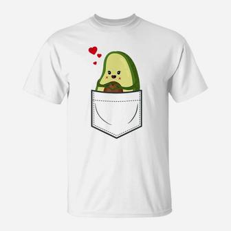 Avocado In Breastpocket - Cute Funny Kids Avocado Pocket T-Shirt | Crazezy