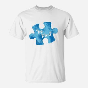 Awareness Be Kind Blue Puzzle Piece T-Shirt | Crazezy