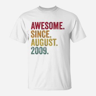 Awesome Since August 2009 11Th Birthday Gift Vintage Retro T-Shirt | Crazezy DE