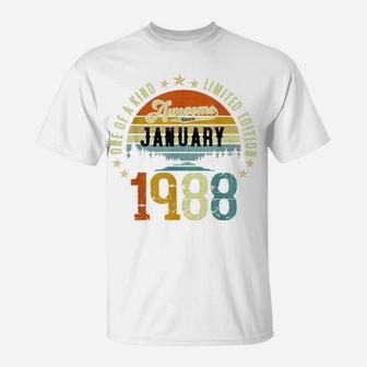 Awesome Since January 1988 Vintage 34Th Birthday T-Shirt | Crazezy