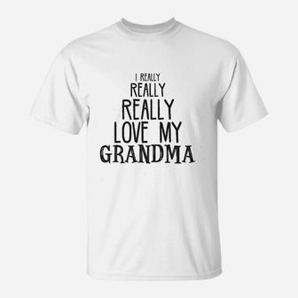 Baby Really Really Love My Grandma T-Shirt | Crazezy