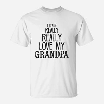Baby Really Really Love My Grandpa Cute Funny T-Shirt | Crazezy
