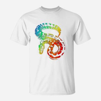 Ball Python Colorful Rainbow Retro T-Shirt | Crazezy UK