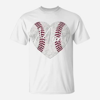 Baseball Heart Mom Softball Mother's Day Christmas Gift T-Shirt | Crazezy