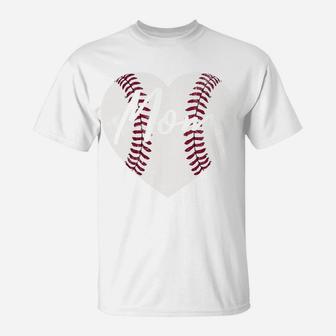 Baseball Softball Heart Mom Hoodie Cute Mother's Day Gift T-Shirt | Crazezy AU
