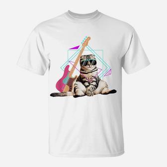 Bass Cat I Rock Kitty On A Bass I Cat Lover I Guitar Cat T-Shirt | Crazezy DE