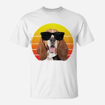 Basset Hound Vintage Sunset Dog Funny Basset Mom Basset Dad T-Shirt | Crazezy AU