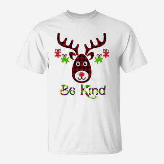 Be Kind Autism Awareness Christmas Reindeer Gifts Xmas Idea Sweatshirt T-Shirt | Crazezy