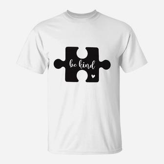 Be Kind Women Cute Puzzle Graphics T-Shirt | Crazezy