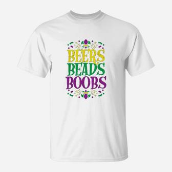 Beads Bobs Funny Mardi Gras Carnival Men Boyfriend T-Shirt | Crazezy